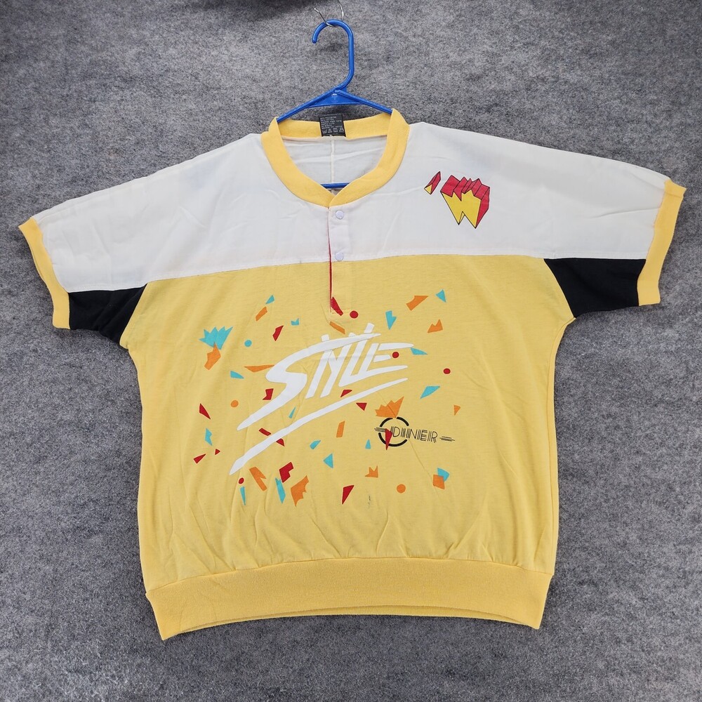 Vintage Le Tigre Shirt Womens Large Short Sleeve Yellow 80's Style